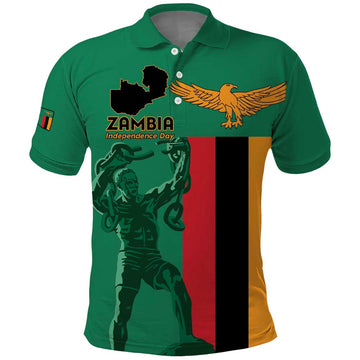 Personalized Zambia Independence Day Polo Shirt Lusaka Freedom Statue LT15