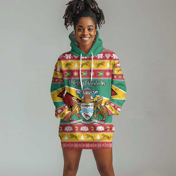 Afro Guyana Christmas Hoodie Dress Mix Coat Of Arms LT15