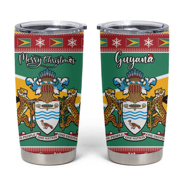 Afro Guyana Christmas Tumbler Cup Mix Coat Of Arms LT15