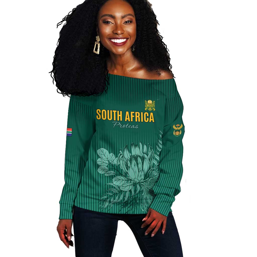 Custom South Africa Cricket Off Shoulder Sweater Come On Proteas LT15
