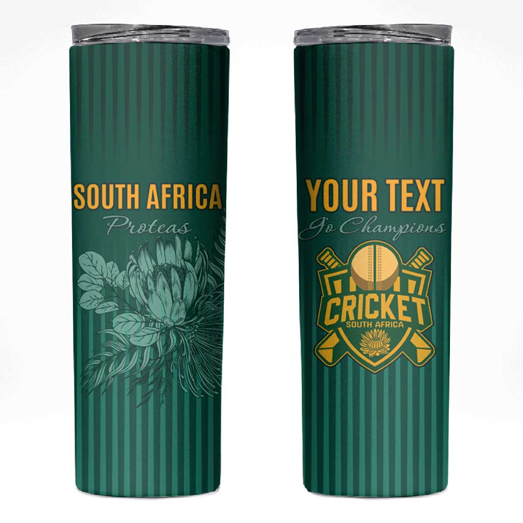 Custom South Africa Cricket Skinny Tumbler Come On Proteas LT15