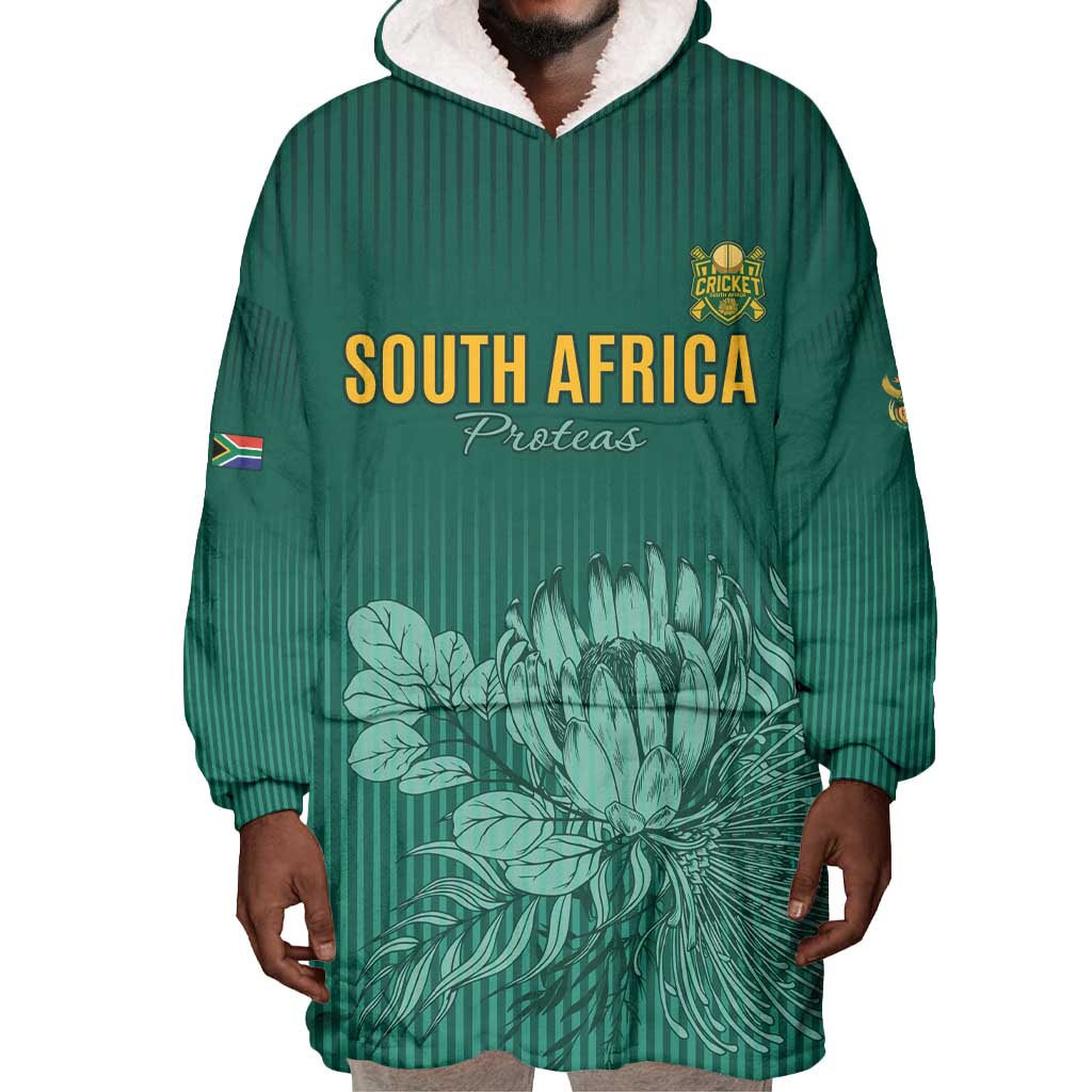 Custom South Africa Cricket Wearable Blanket Hoodie Come On Proteas LT15
