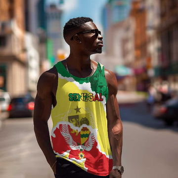 Custom Senegal Beach Soccer 2025 Men Tank Top Go Champions - Grunge Style LT15