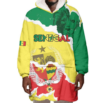 Custom Senegal Beach Soccer 2025 Wearable Blanket Hoodie Go Champions - Grunge Style LT15