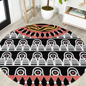 Cameroon Round Carpet Toghu Traditional Pattern LT15