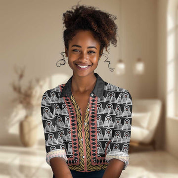 Cameroon Women Casual Shirt Toghu Traditional Pattern LT15