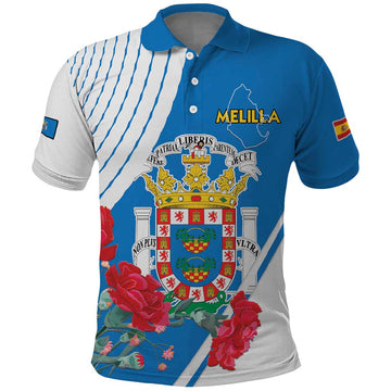 Melilla Polo Shirt Coat Of Arms Red Carnation LT15