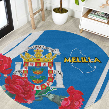 Melilla Spain Round Carpet Coat Of Arms With Map LT15