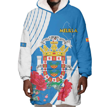 Melilla Spain Wearable Blanket Hoodie Coat Of Arms With Map LT15