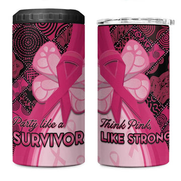 Breast Cancer Awareness 4 in 1 Can Cooler Tumbler Think Pink - African Pattern LT15