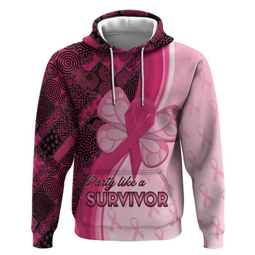 Breast Cancer Awareness Hoodie Party Like A Survivor - Pink African Pattern LT15