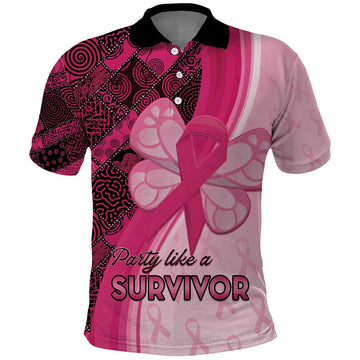 Breast Cancer Awareness Polo Shirt Party Like A Survivor - Pink African Pattern LT15