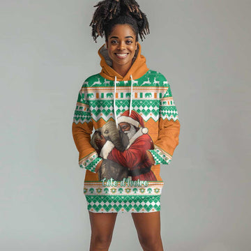 Afro Ivory Coast Christmas Hoodie Dress Black Santa Afishapa - African Pattern LT15