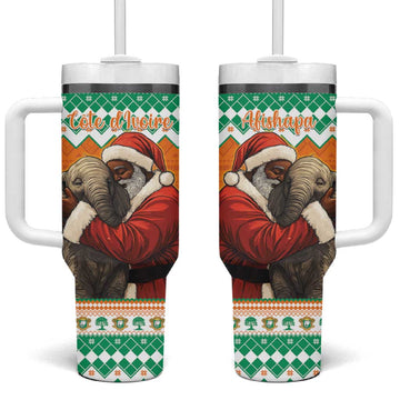 Afro Ivory Coast Christmas Tumbler With Handle Black Santa Afishapa - African Pattern LT15