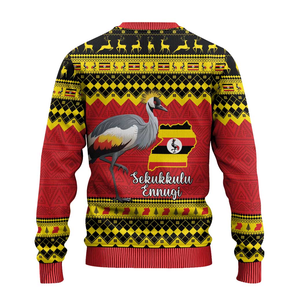 Afro Uganda Christmas Ugly Christmas Sweater Grey Crowned Crane Sekukkulu Ennugi LT15