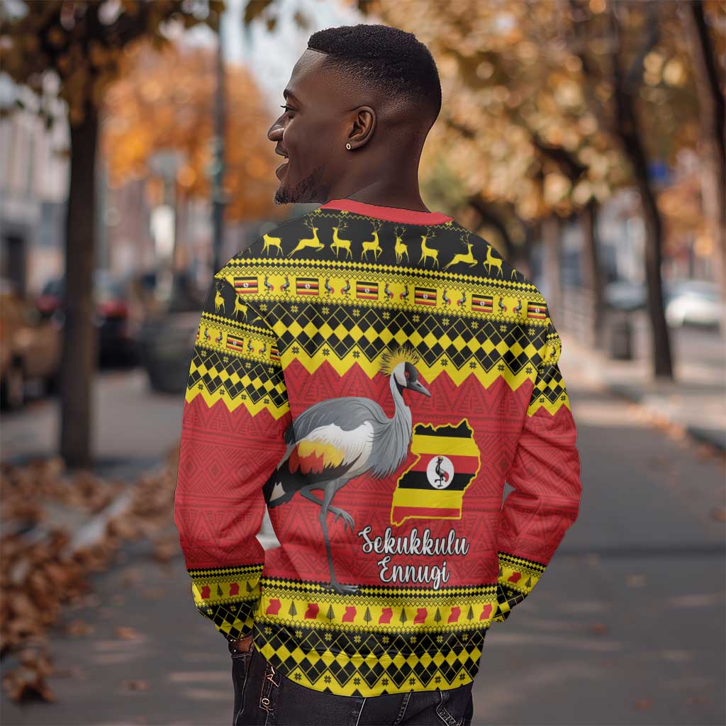 Afro Uganda Christmas Sweatshirt Grey Crowned Crane Sekukkulu Ennugi LT15