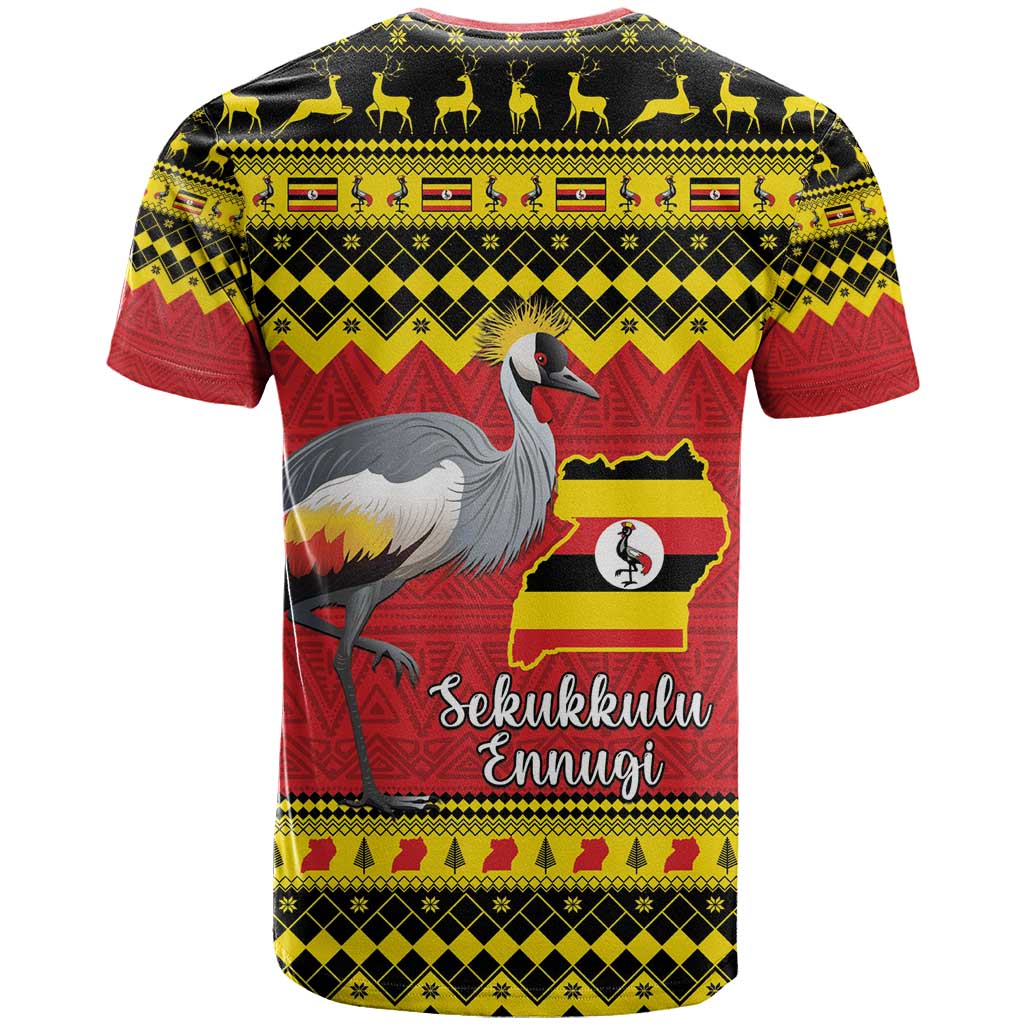 Afro Uganda Christmas T shirt Grey Crowned Crane Sekukkulu Ennugi LT15