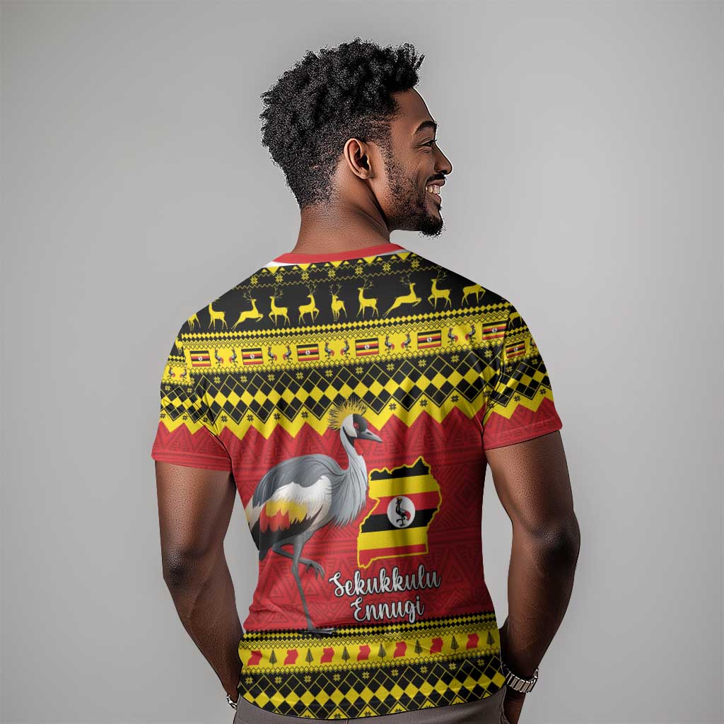 Afro Uganda Christmas T shirt Grey Crowned Crane Sekukkulu Ennugi LT15