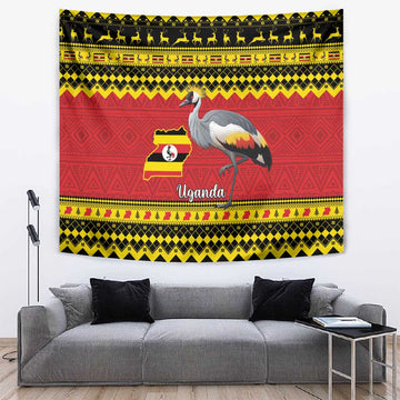 Afro Uganda Christmas Tapestry Grey Crowned Crane Sekukkulu Ennugi LT15