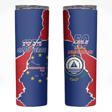 Happy Cabo Verde Skinny Tumbler 50th Anniversary of Independence LT15