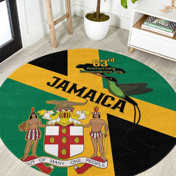 Happy Jumieka Independence Day Round Carpet Coat Of Arms Flag Style LT15