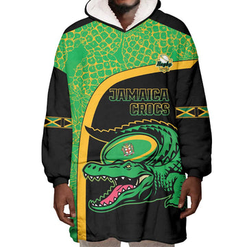 Jamaica Rugby Custom Wearable Blanket Hoodie Go Champions - Pineapple Pattern LT15
