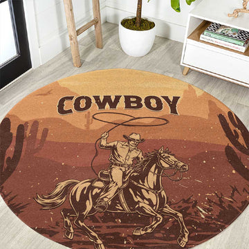 Black Cowboy Take Me Away Round Carpet LT15
