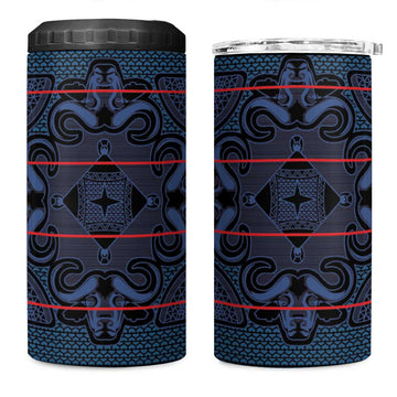 Basotho Blanket 4 in 1 Can Cooler Tumbler Lesotho Motlatsi Seanamarena Heritage - Blue LT15