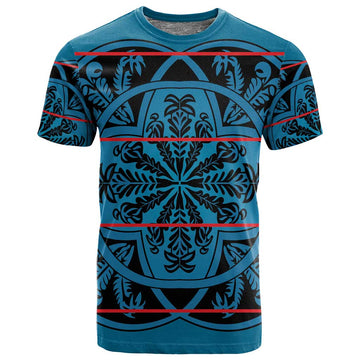Basotho Blanket T shirt Lesotho Kharetsa Seanamarena Heritage - Blue LT15