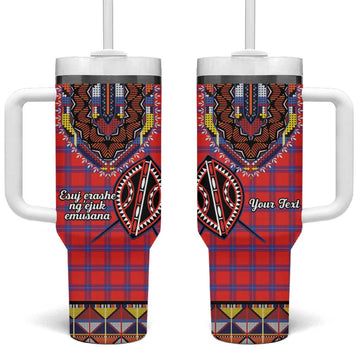 Afro Kenya Maasai Shuka Personalized Tumbler With Handle Maasai Shield Mix Dashiki LT15