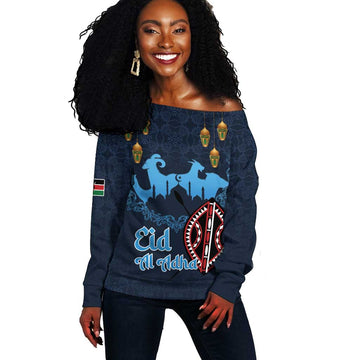 Happy Eid Al-Adha Off Shoulder Sweater Kenya Mubarak LT15