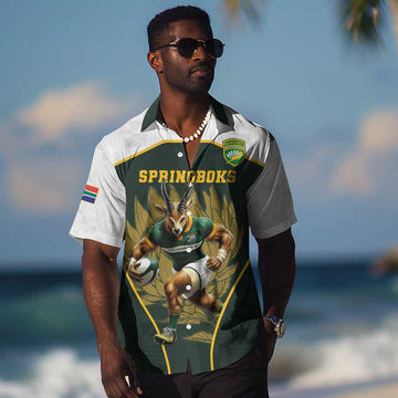 South Africa Rugby Personalised Hawaiian Shirt Springboks Mascot With King Protea - African Pattern LT15