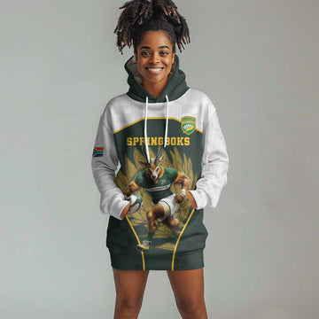 South Africa Rugby Personalised Hoodie Dress Springboks Mascot With King Protea - African Pattern LT15