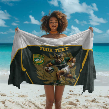 South Africa Rugby Personalised Sarong Springboks Mascot With King Protea - African Pattern LT15