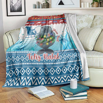 Personalised Cape Verde Christmas Blanket Manatee Feliz Natal LT15