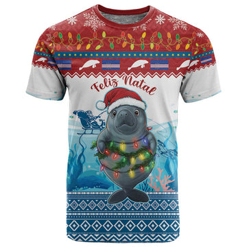 Personalised Cape Verde Christmas T shirt Manatee Feliz Natal LT15