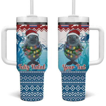 Personalised Cape Verde Christmas Tumbler With Handle Manatee Feliz Natal LT15