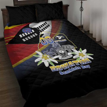 Eswatini Somhlolo Day Quilt Bed Set Coat Of Arms With Map LT15