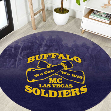 Buffalo Soldier Round Carpet African American Heroes - Navy Blue LT15