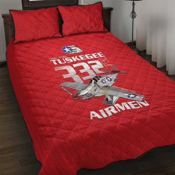 Tuskegee Red Tails Airmen Quilt Bed Set 332nd Fighter Group - Red LT15