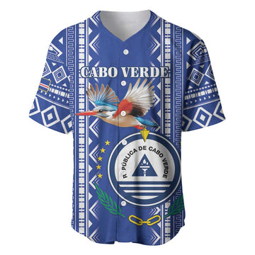 Personalised Cape Verde Baseball Jersey Grey Headed Kingfisher - Coat Of Arms LT15