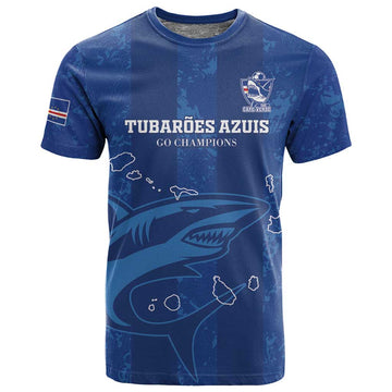 Custom Cape Verde Football T shirt Go Champions Tubaroes Azuis LT15