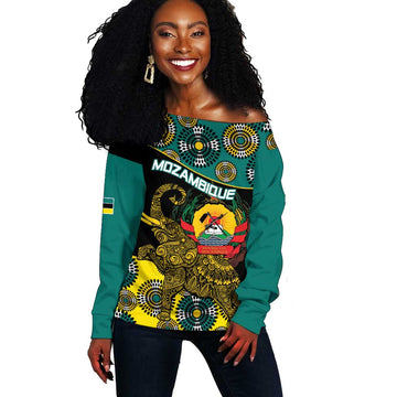 Personalized Mozambique Off Shoulder Sweater African Elephant With Capunala Pattern LT15