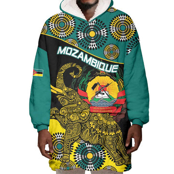 Personalized Mozambique Wearable Blanket Hoodie African Elephant With Capunala Pattern LT15