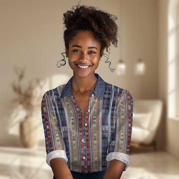 Lamba Mpanjaka Malagasy Traditional Pattern Women Casual Shirt LT15
