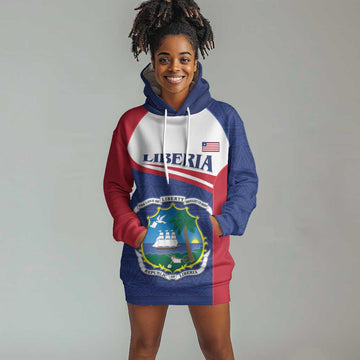 Personalised Liberia African Hoodie Dress Coat Of Arms Flag LT15