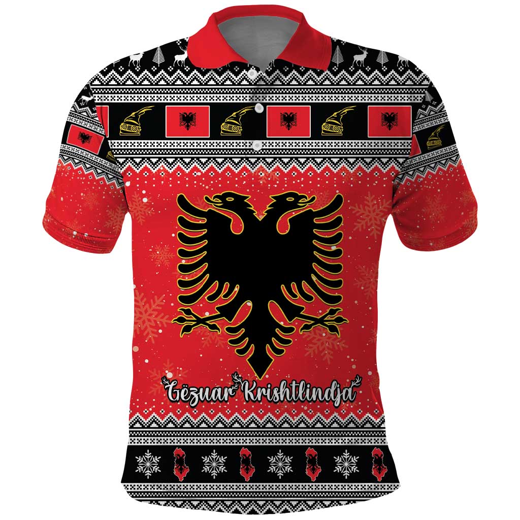Albania Christmas Polo Shirt Albanian Eagle Gezuar Krishtlindja LT15