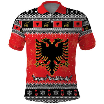 Albania Christmas Polo Shirt Albanian Eagle Gezuar Krishtlindja LT15
