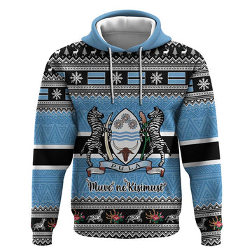 Botswana Christmas Hoodie Coat Of Arms Muve neKisimusi LT15