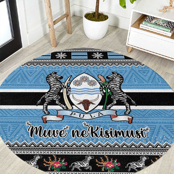 Afro Botswana Christmas Round Carpet Coat Of Arms - African Pattern LT15